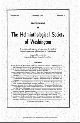 Proceedings of the Helminthological Society of Washington 52(1) 1985
