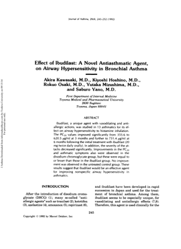 Effect of Ibudilast: a Novel Antiasthmatic Agent, on Airway Hypersensitivity in Bronchial Asthma