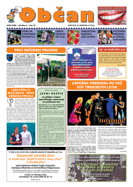 JUNIJ 2008 • Številka 6 • Leto 10 Novice Iz Občine Litija