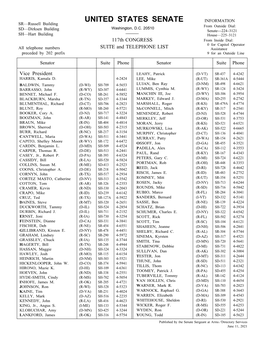 Senators Phone List.Pdf