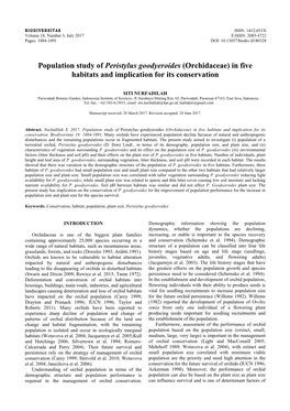 Population Study of Peristylus Goodyeroides (Orchidaceae) in Five Habitats and Implication for Its Conservation