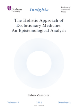 The Holistic Approach of Evolutionary Medicine: an Epistemological Analysis