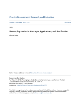 Resampling Methods: Concepts, Applications, and Justification