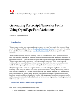 Generating Postscript Names for Fonts Using Opentype Font Variations