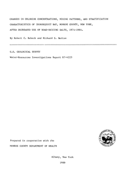 Changes in Chloride Concentrations, Mixing Patterns, and Stratification Characteristics of Irondequoit Bay, Monroe County, New Y