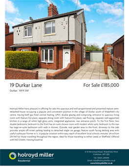19 Durkar Lane for Sale £185,000 Durkar, WF4 3AF
