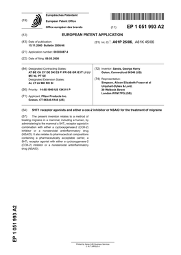 5HT1 Receptor Agonists and Either a Cox-2 Inhibitor Or NSAID for the Treatment of Migraine