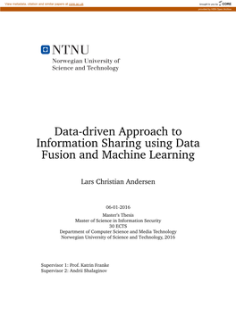 Data-Driven Approach to Information Sharing Using Data Fusion and Machine Learning