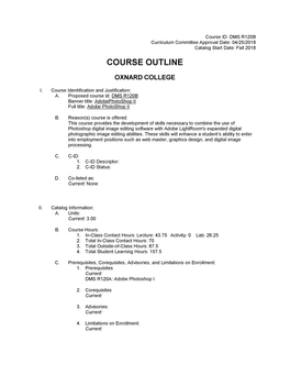 Oxnard Course Outline