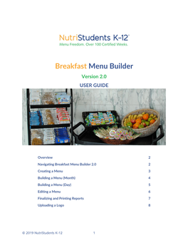 Breakfast Menu Builder Version 2.0 USER GUIDE