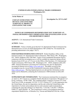 Certain Semiconductor Devices and Consumer Audiovisual Products Containing the Same That Infringe U.S