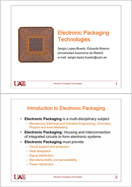 Electronic Packaging Technologies 1