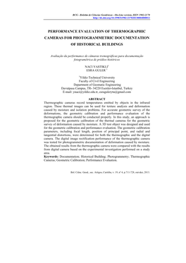 Performance Evaluation of Thermographic Cameras for Photogrammetric Documentation of Historical Buildings