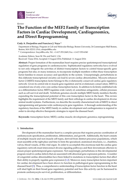 The Function of the MEF2 Family of Transcription Factors in Cardiac Development, Cardiogenomics, and Direct Reprogramming