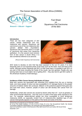 (CANSA) Fact Sheet on Squamous Cell Carcinoma of the Skin