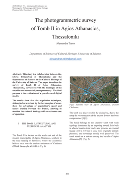 The Photogrammetric Survey of Tomb II in Agios Athanasios, Thessaloniki