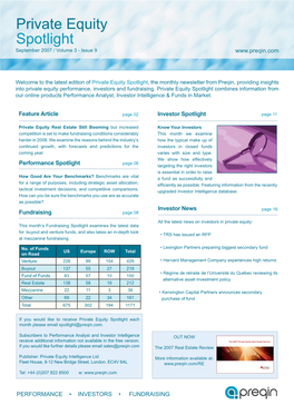 Private Equity Spotlight September 2007 / Volume 3 - Issue 9