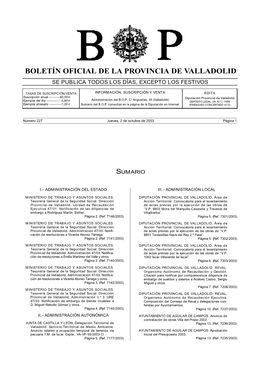 Boletín Oficial De La Provincia De Valladolid