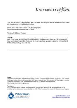 An Analysis of How Audiences Respond to Rhetorical Devices in Political Speeches