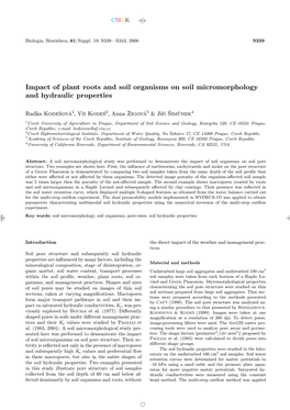 Impact of Plant Roots and Soil Organisms on Soil Micromorphology and Hydraulic Properties