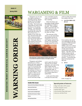 ISSUE #7 Spring 2003 WARGAMING & FILM