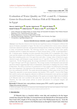 1 Immune Genes in Oreochromis Niloticus Fish at El Manzala Lake in Egypt