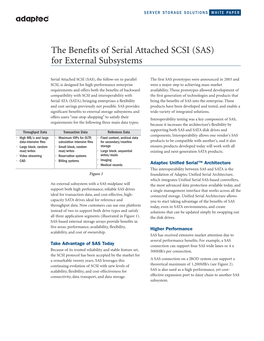 The Benefits of Serial Attached SCSI (SAS) for External Subsystems