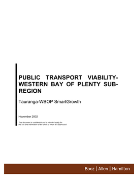 Public Transport Viability- Western Bay of Plenty Sub- Region