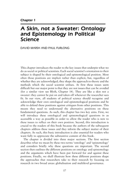 Ontology and Epistemology in Political Science