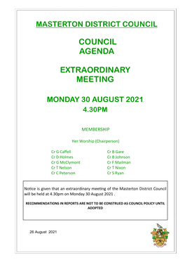 Council Agenda Extraordinary Meeting