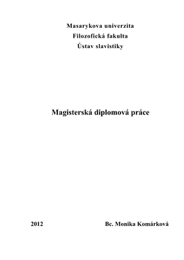 Magisterská Diplomová Práce