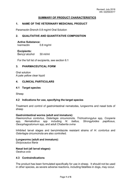 Summary of Product Characteristics 1. Name Of