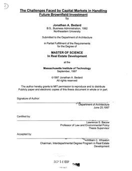 The Challenges Faced by Capital Markets in Handling Future Brownfield Investment By