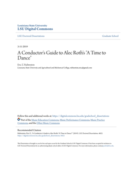 A Conductor's Guide to Alec Roth's 