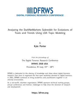 Analyzing the Darknetmarkets Subreddit for Evolutions of Tools and Trends Using LDA Topic Modeling