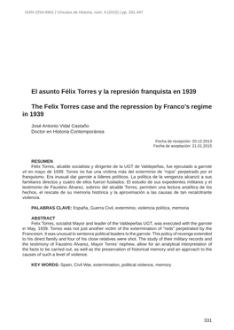 El Asunto Félix Torres Y La Represión Franquista En 1939 the Felix Torres