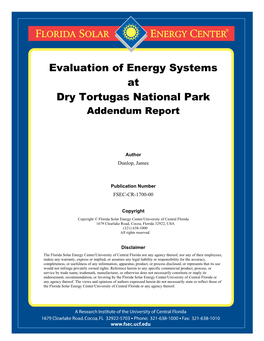 Evaluation of Energy Systems at Dry Tortugas National Park Addendum Report