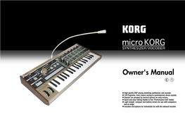 Microkorg Owner's Manual