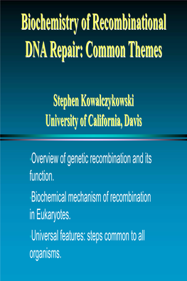 Biochemistry of Recombinational DNA Repair