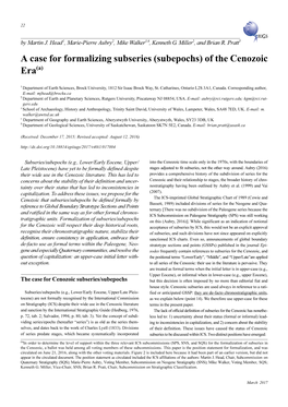 A Case for Formalizing Subseries (Subepochs) of the Cenozoic Era(A)