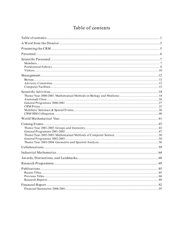 Table of Contents