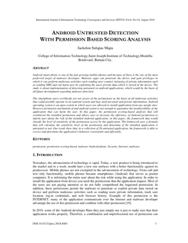 Android Untrusted Detection with Permission Based Scoring Analysis