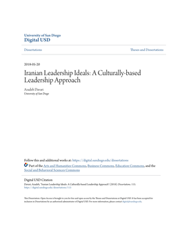 Iranian Leadership Ideals: a Culturally-Based Leadership Approach Azadeh Davari University of San Diego