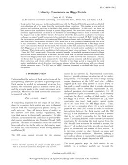 Unitarity Constraints on Higgs Portals