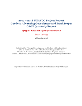 GAGE Quarterly Report