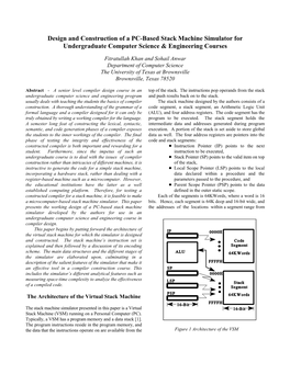 Design and Construction of a PC-Based Stack Machine Simulator for Undergraduate Computer Science & Engineering Courses