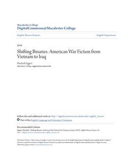 American War Fiction from Vietnam to Iraq Elizabeth Eggert Macalester College, Eeggert@Macalester.Edu