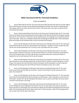 MIAA Tournament DH/ Re- Entry Rule Guidelines