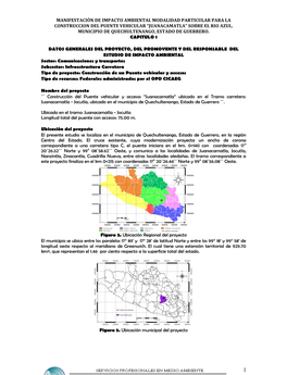 Manifestación De Impacto Ambiental Modalidad Particular Para La Construccion Del Puente Vehicular “Juanacamatla” Sobre El Rio Azul
