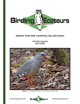 Birding Tour New Caledonia, Fiji, and Samoa August